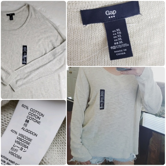 Gap Cream Color Sweater Top Sz XL New - Picture 2 of 8